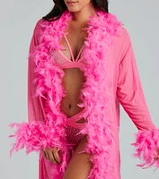Always Extra Feather Trim Long Robe