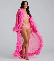 Always Extra Feather Trim Long Robe