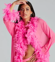 Always Extra Feather Trim Long Robe