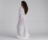 Always Extra Feather Trim Long Robe