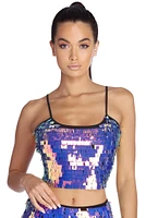 Iridescent Glow Sequin Fringe Cami
