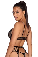 Intimate Bra, G String And Garter Set