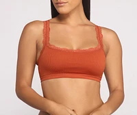 Lace Trim Ribbed Bralette Tank