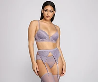 Sultry Style Lace Bra And Garter Skirt Set