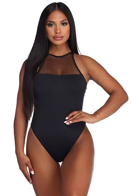 Laced Mesh Swimsuit