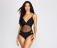 Sultry And Sheer Mesh Waist Swimsuit