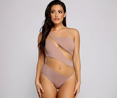 Sheer And Sultry One Shoulder Piece Swimsuit