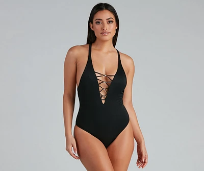 Just Bead It Lattice Open-Back Swimsuit
