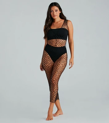 Stylishly-Sheer Long Fishnet Coverup Dress