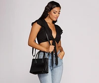 Snake Trim Tote Satchel