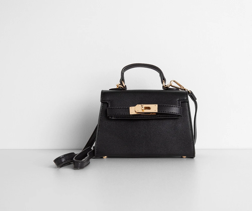 Saffiano Turnlock Top Handle Bag