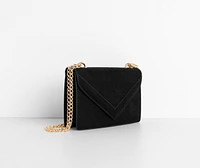 Faux Suede Envelope Cross-Body Purse