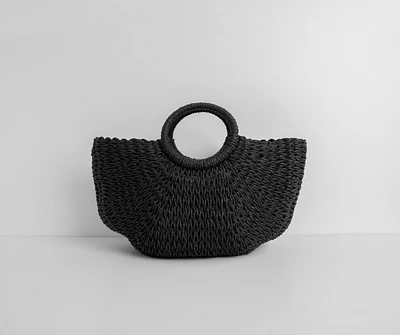 Which Way To The Beach Large Straw Tote