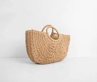 Which Way To The Beach Large Straw Tote