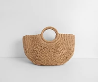 Which Way To The Beach Large Straw Tote