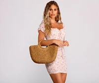 Hello Summer Straw Tote Bag