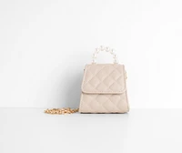 Fancy Babe Pearl Handle Mini Quilted Purse