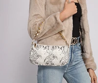 Trendy Chic Snake Print Shoulder Bag