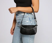 Chic Stunner Croc-Embossed Shoulder Bag