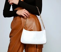Good Vibes Only Croc Embossed Shoulder Bag