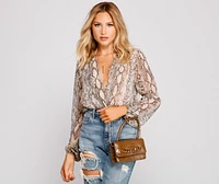 Night To Remember Croc Top Handle Crossbody