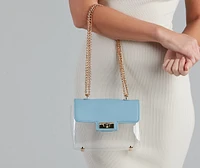 Clear Goals Saffiano Flap Crossbody