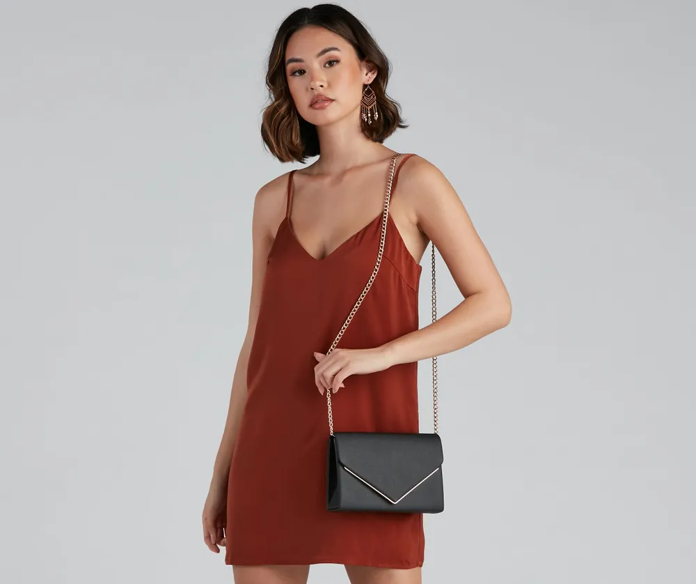 Faux leather envelope crossbody bag