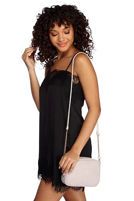 Faux Leather Chevron Crossbody
