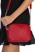 Faux Leather Chevron Crossbody