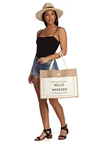 Hello Weekend Straw Tote Bag