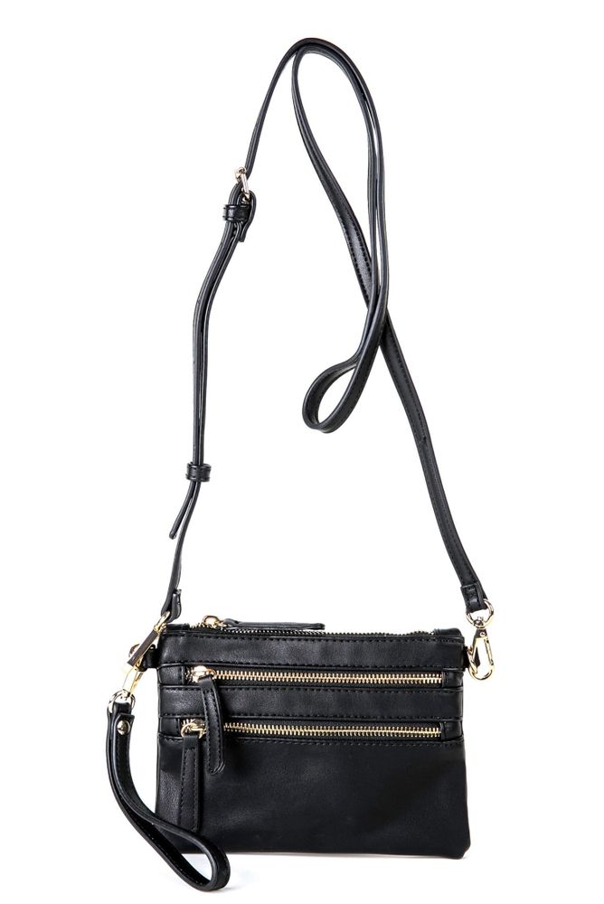 Middle Aged Faux Leather Shoulder Bag, Multi Zipper Crossbody Bag