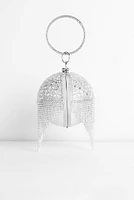 Rhinestone Fringe Sphere Clutch