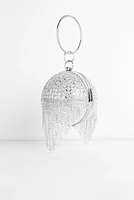 Rhinestone Fringe Sphere Clutch