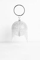 Rhinestone Fringe Sphere Clutch
