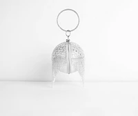 Rhinestone Fringe Sphere Clutch
