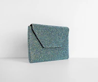 Rhinestone Mesh Envelope Clutch