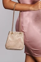 Rhinestone Mesh Bucket Bag