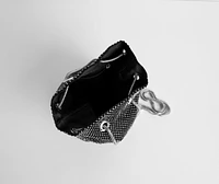 Rhinestone Mesh Bucket Bag