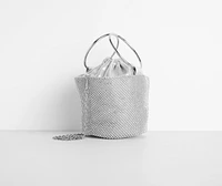 O-Ring Handle Rhinestone Bucket Purse