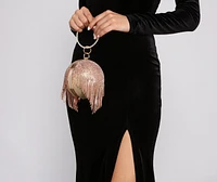 Glam Up The Night Rhinestone Fringe Sphere Clutch