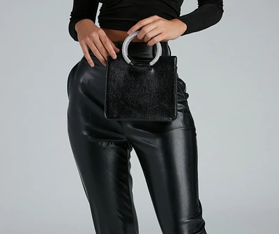 Ring Of Glam Rhinestone Handle Tote