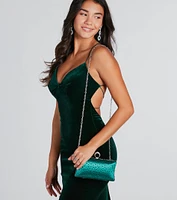 Special Moments Satin Rhinestone Box Clutch