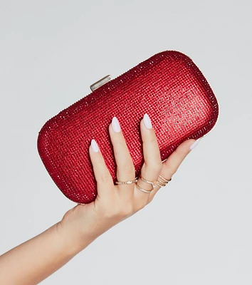 Icon Beauty Rhinestone Satin Box Clutch