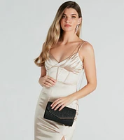 Magical Glow Glitter Mesh Foldover Clutch
