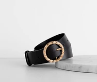 Woven O-Ring Faux Leather Belt