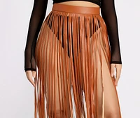 Rockin' Hun' Faux Leather Fringe Belted Skirt
