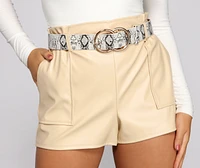 Faux Leather Snake Print O Ring Belt