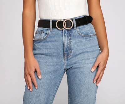 Rhinestone Double O-Ring Buckle Belt