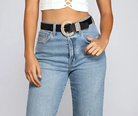 Chic And Trendy Pearl Buckle Belt