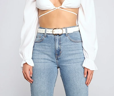 Sleek Croc Embossed Faux Leather Belt